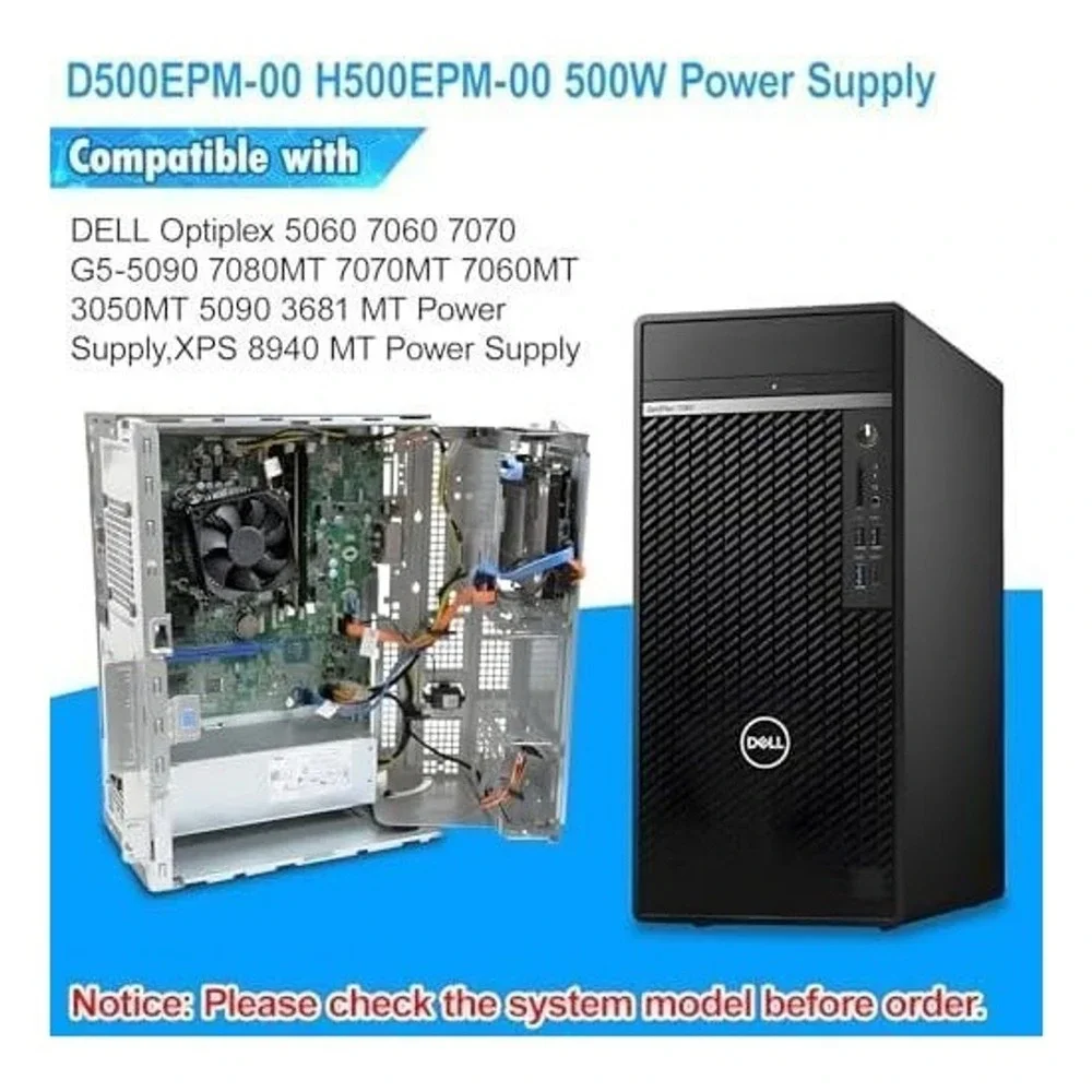 S-Union 500W Power Supply PSU D500EPM-00 80‎ Plus Platinum for Dell Optiplex XPS